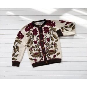 90s vintage‎ Eagle's Eye duck bird hand knit wool cardigan sweater